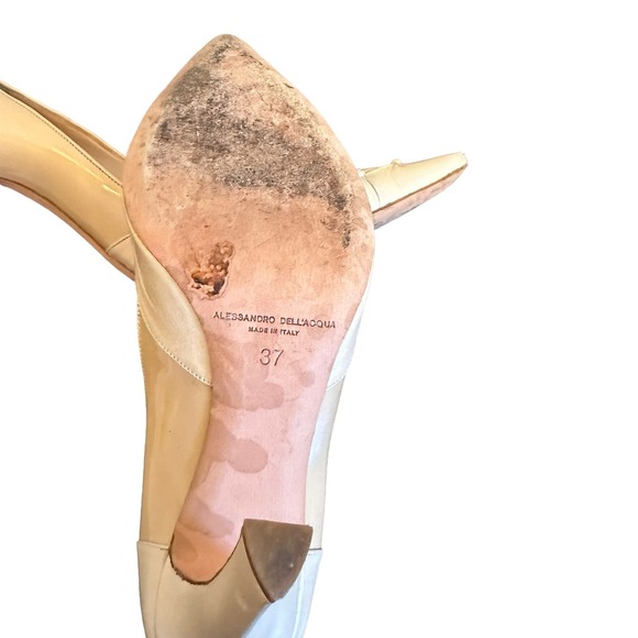 Allesandro Dell'ACQUA Cream Classic Quilted Look 4.5" Heel sz 37=6/6.5 - Picture 12 of 16